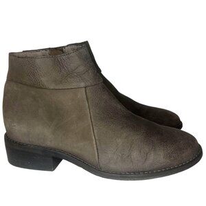 EILEEN FISHER Gray Leather Heel Ankle Boots 7.5 Grey Bootie Neutral Minimalist